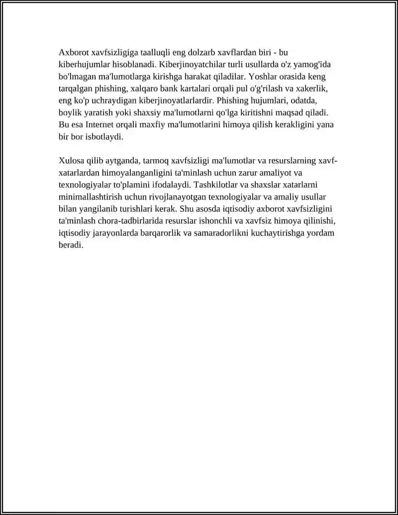 KOMPYUTERLAR TARMOG'IDA IQTISODIY AXBOROT XAVFSIZLIGI TA'MINLASH CHORA-TADBIRLAR 4
