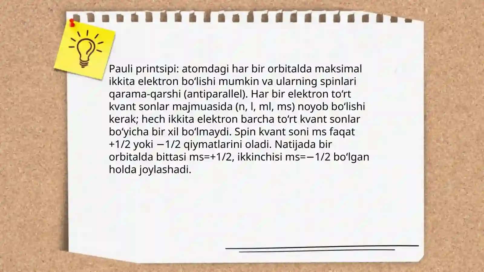 Atomda elektronlarning yacheykalarda joylashish prinsiplari 4