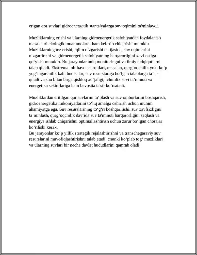 QOR VA MUZLIKLARNING GIDROENERGETIK AHAMYATI 4