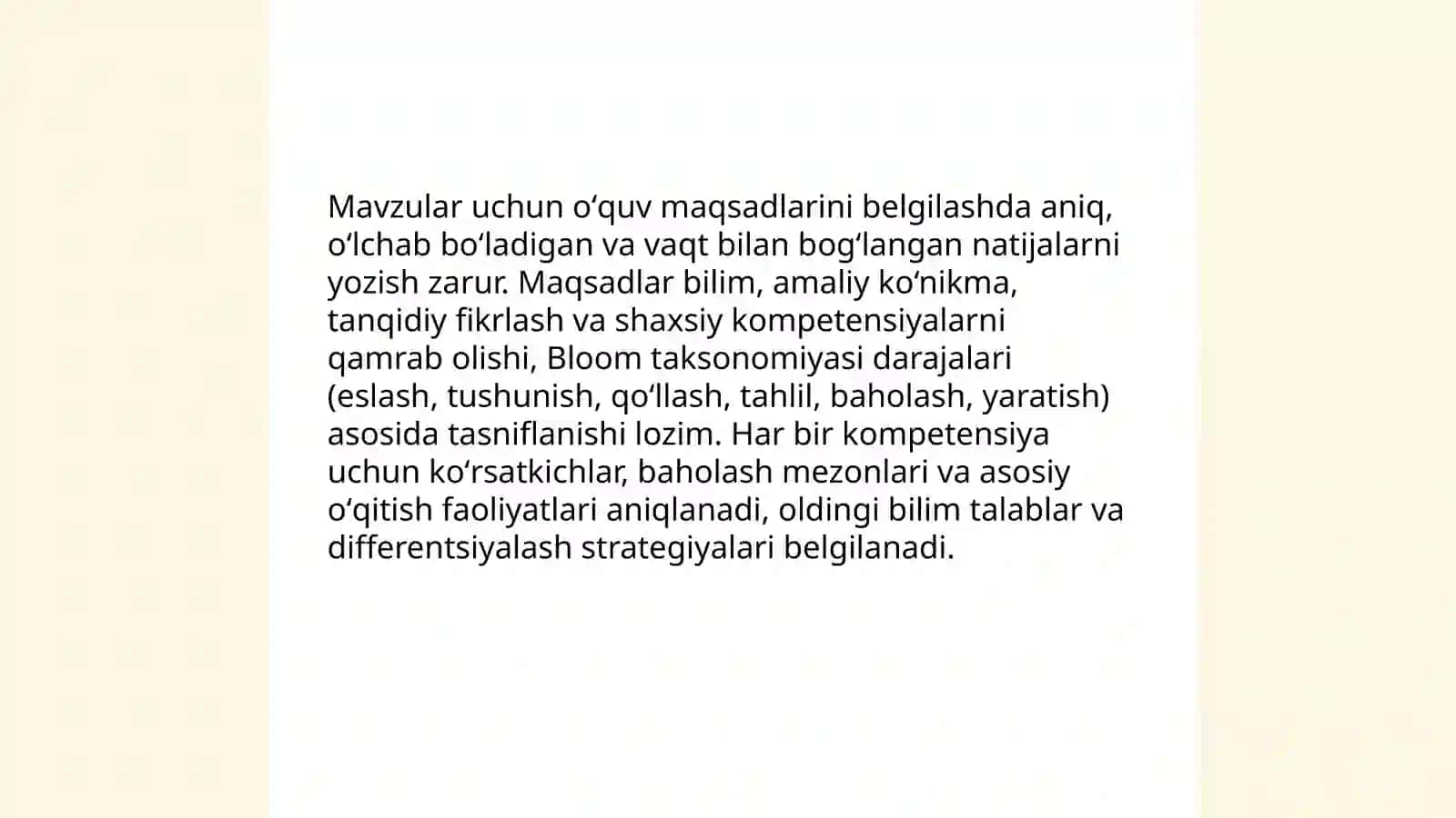 Darslik yoki oʻquv qoʻllanmalar boʻyicha fan boblari va mavzularini oʻrganish 4