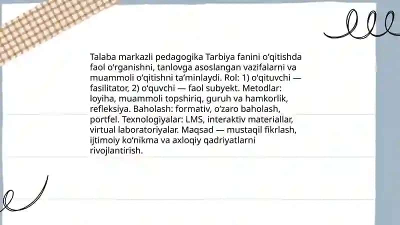 Tarbiya fanini oʻqitish metodikasi 4