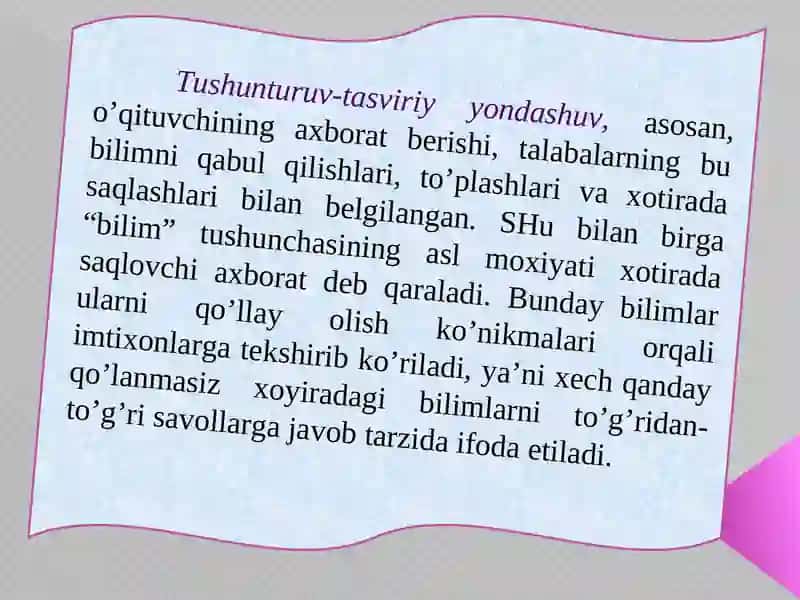 An’anaviy yondashuvninig asosiy xususiyati 4