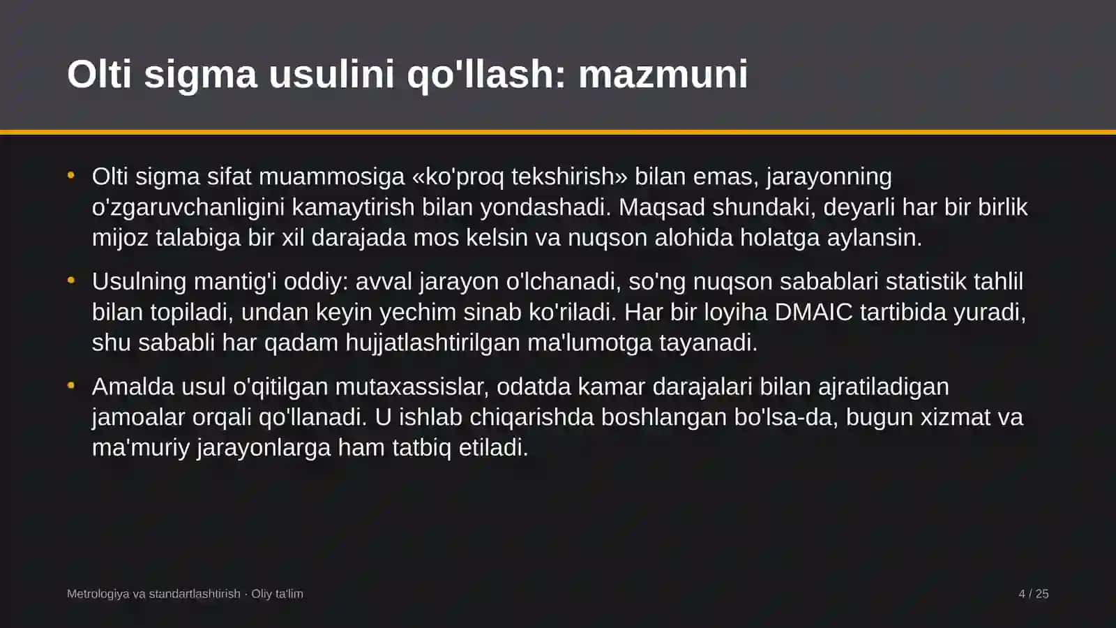 Bojsiz savdo do'konlarida olti sigma usulini qo'llash 4