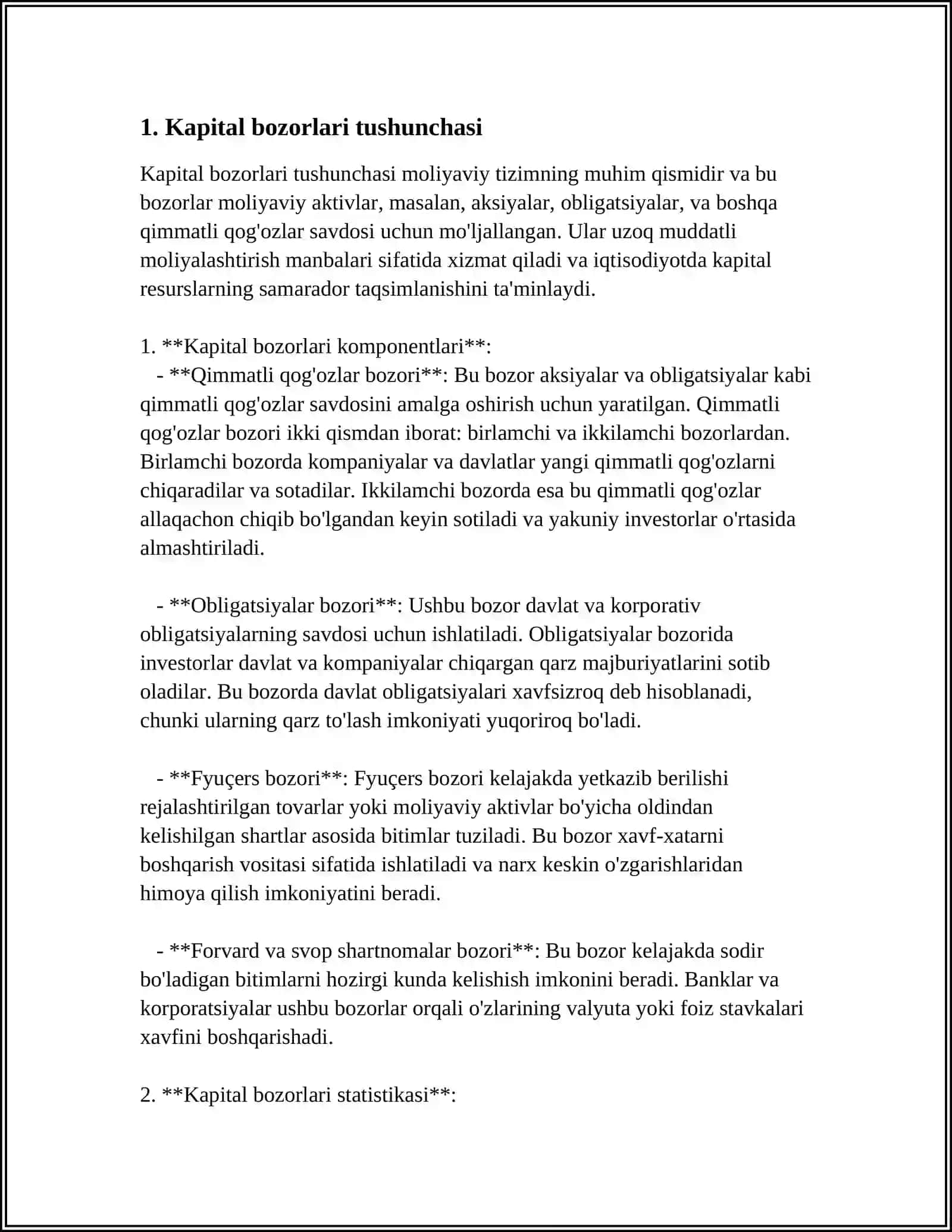 KAPITAL BOZORLARI VA UNING TURLARI 4