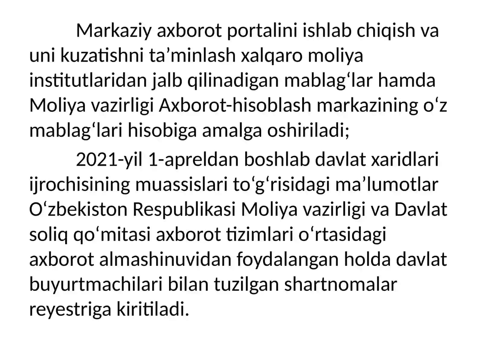 AVTOMOBIL YO’LLARINI LOYIHALASH BO’YICHA TANLOV (TENDER) SAVDOLARIDAGI ILOVALAR 4
