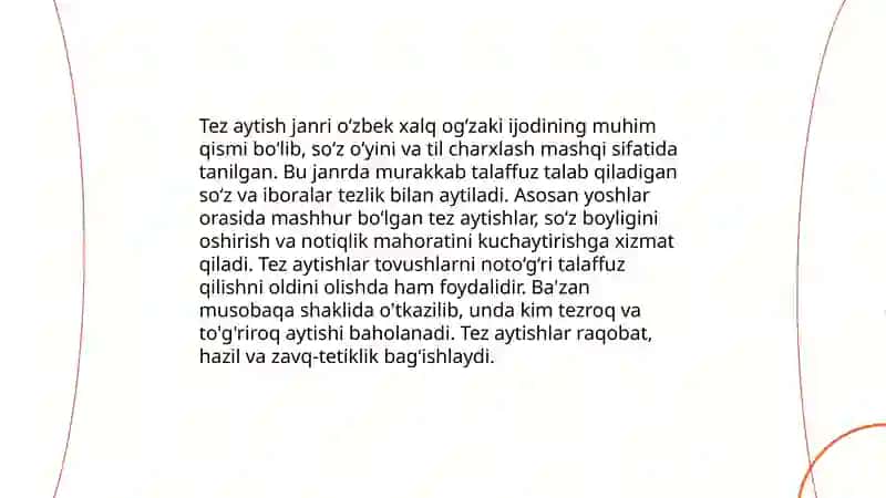 Tez aytish janr haqida 4