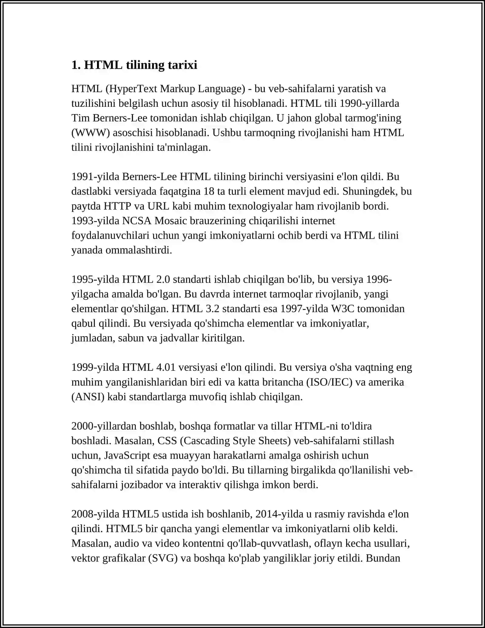 HTML Tiliga Kirish 4