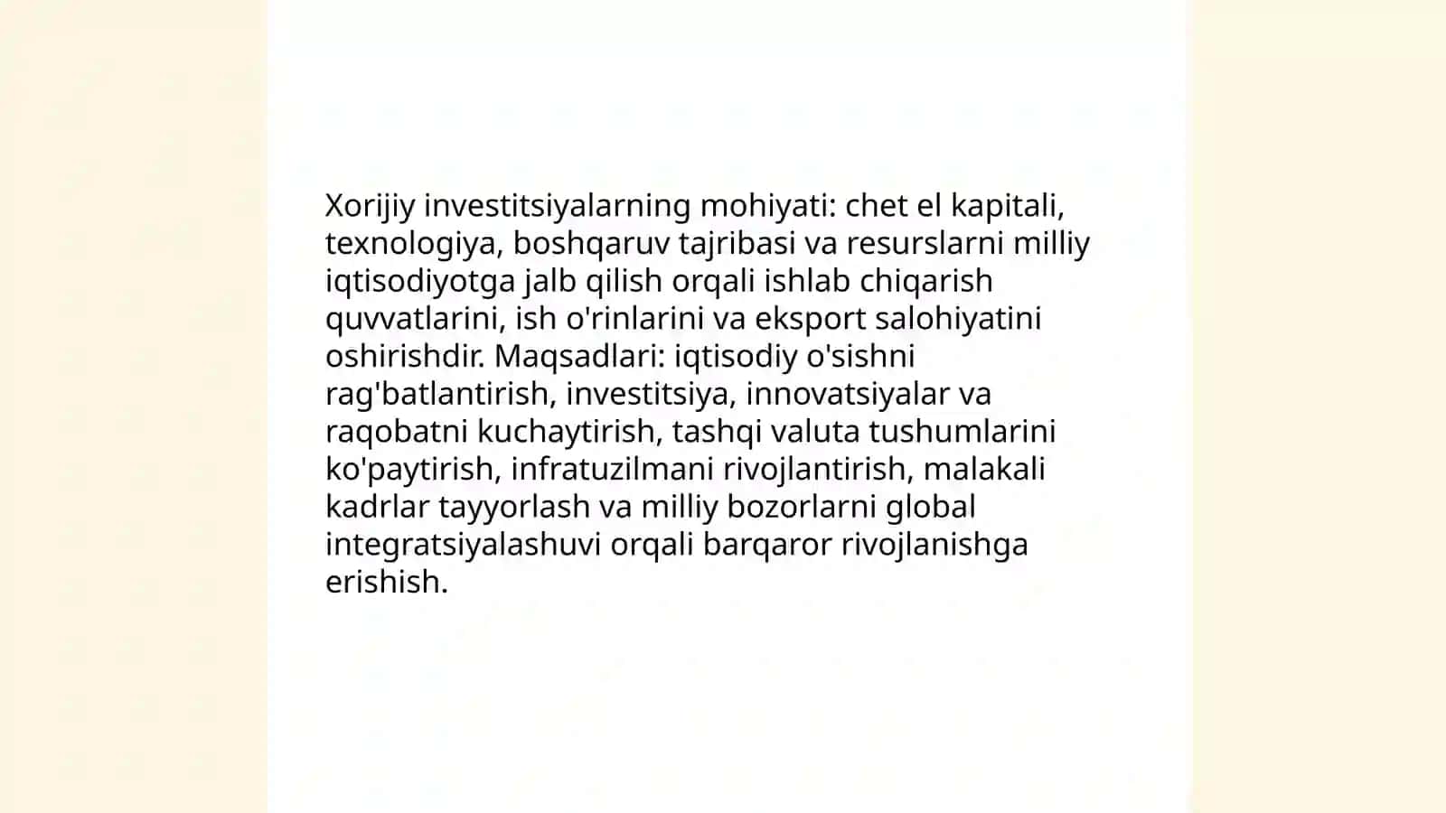 Xorijiy investitsiyalar haqida tushuncha va uning mohiyati 4