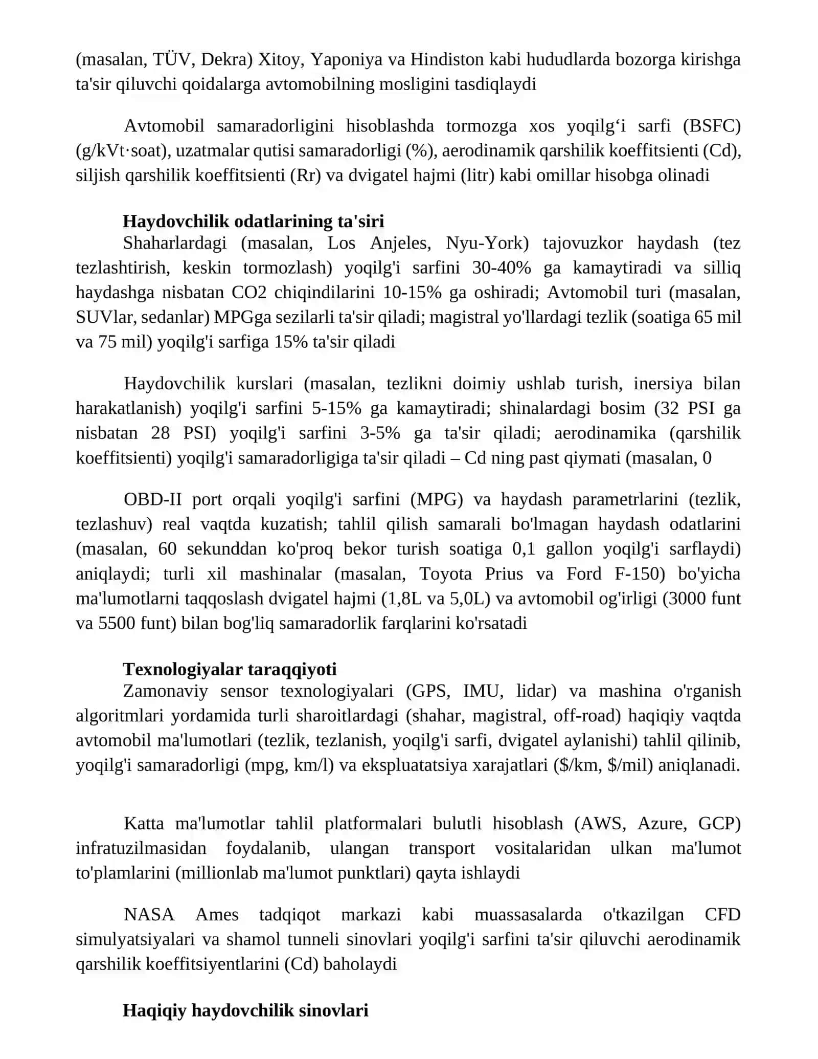 Avtomobil samaradorligini aniqlash 4