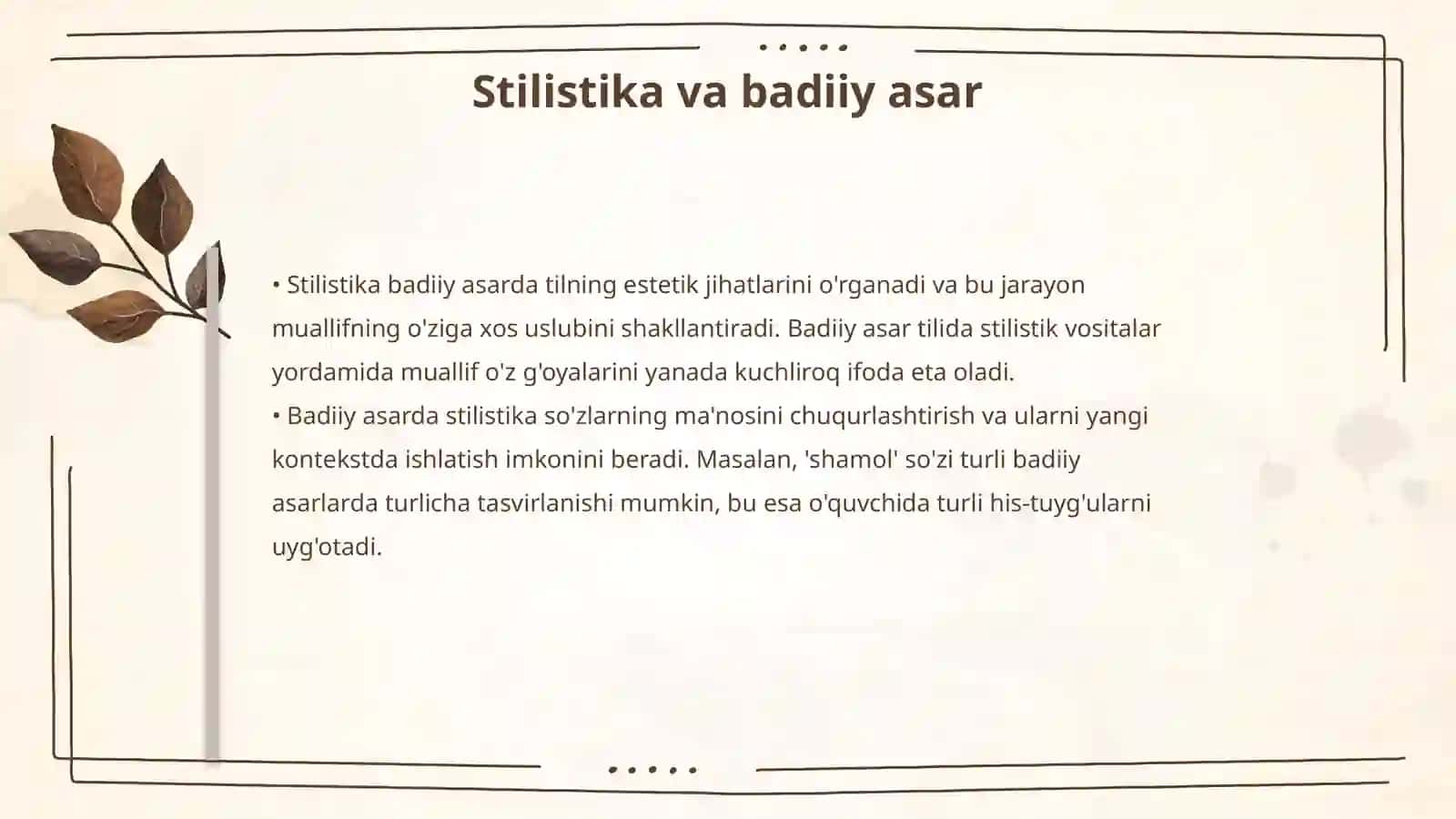 Badiiy asar tilining stilistik xususiyatlari 4