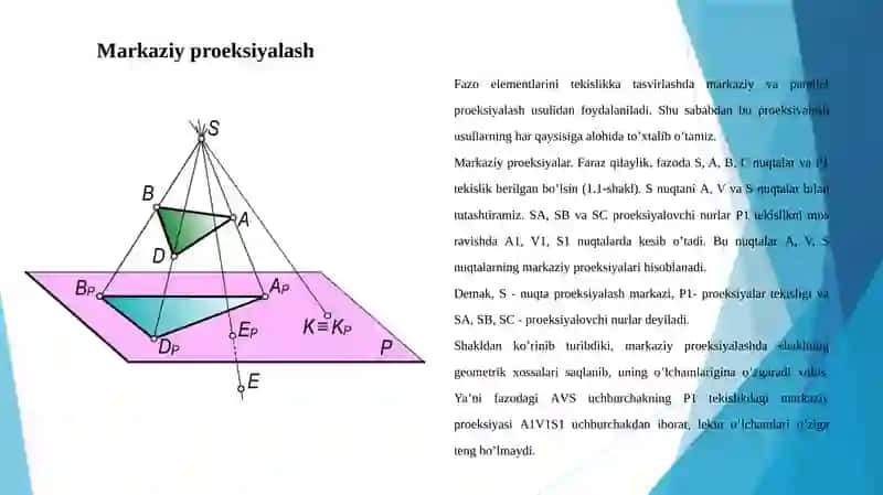 2-MA’RUZA. PROEKSIYALASH ASOSLARI.NUQTA, TO‘G‘RI CHIZIQNING PROEKSIYALARI 4