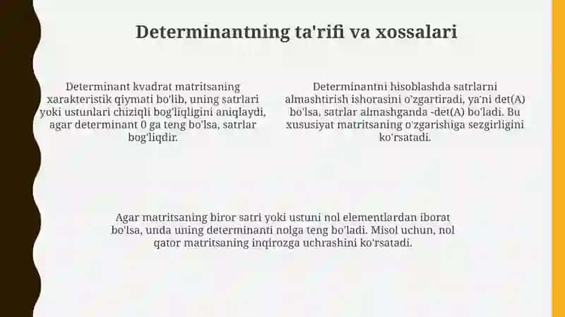 Matritsalar nazariyasi 4