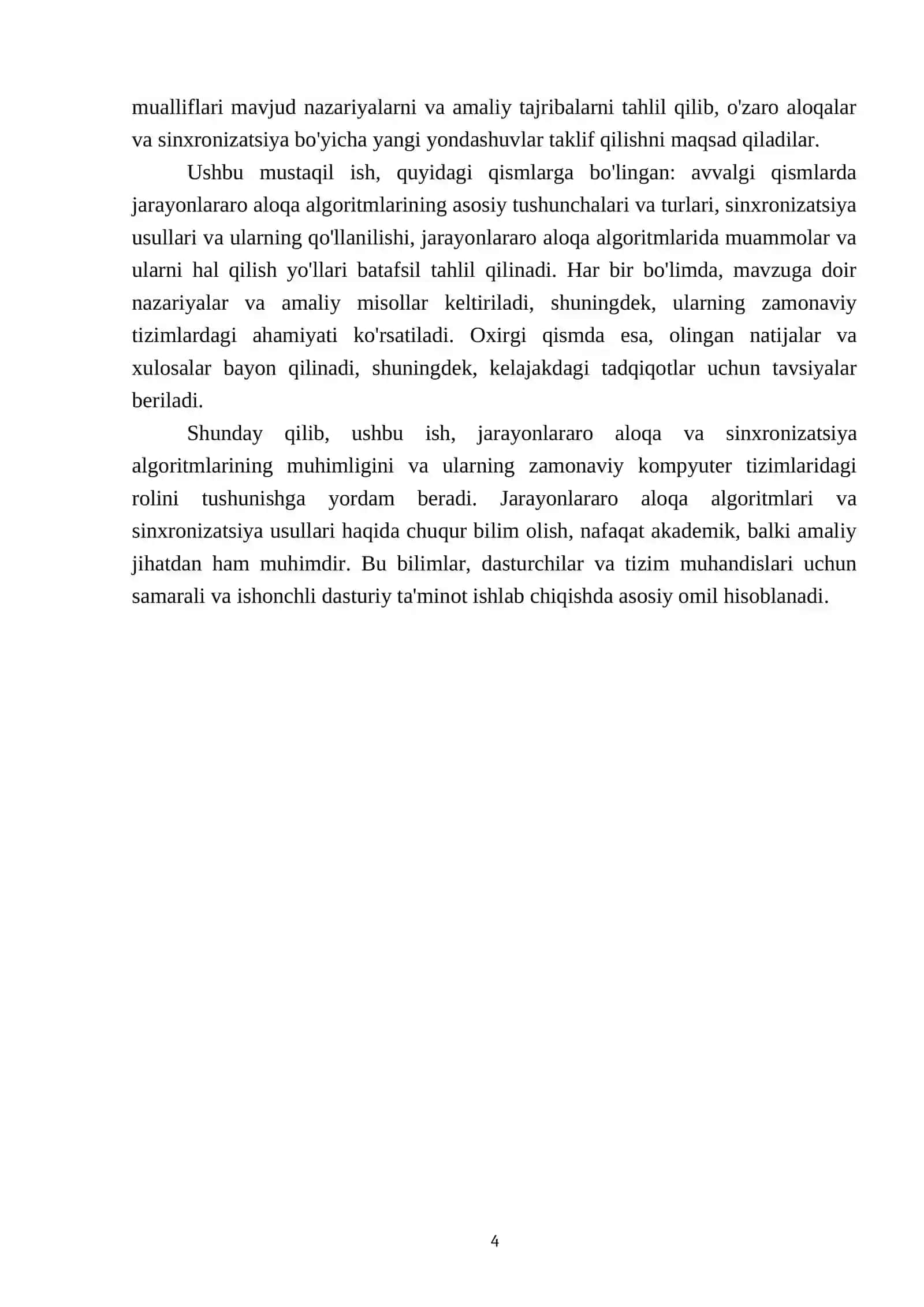 Jarayonlararo aloqa algoritmlari (sinxronizatsiya) 4