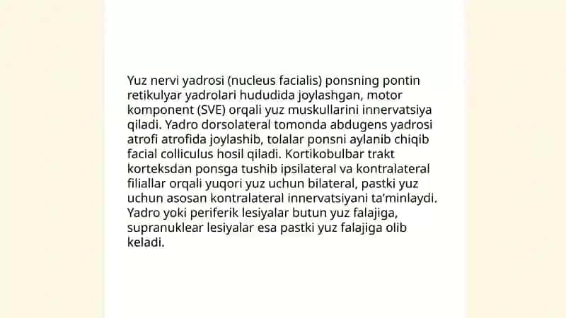 Yuz nervi anatomiyasi va kasalliklari 4