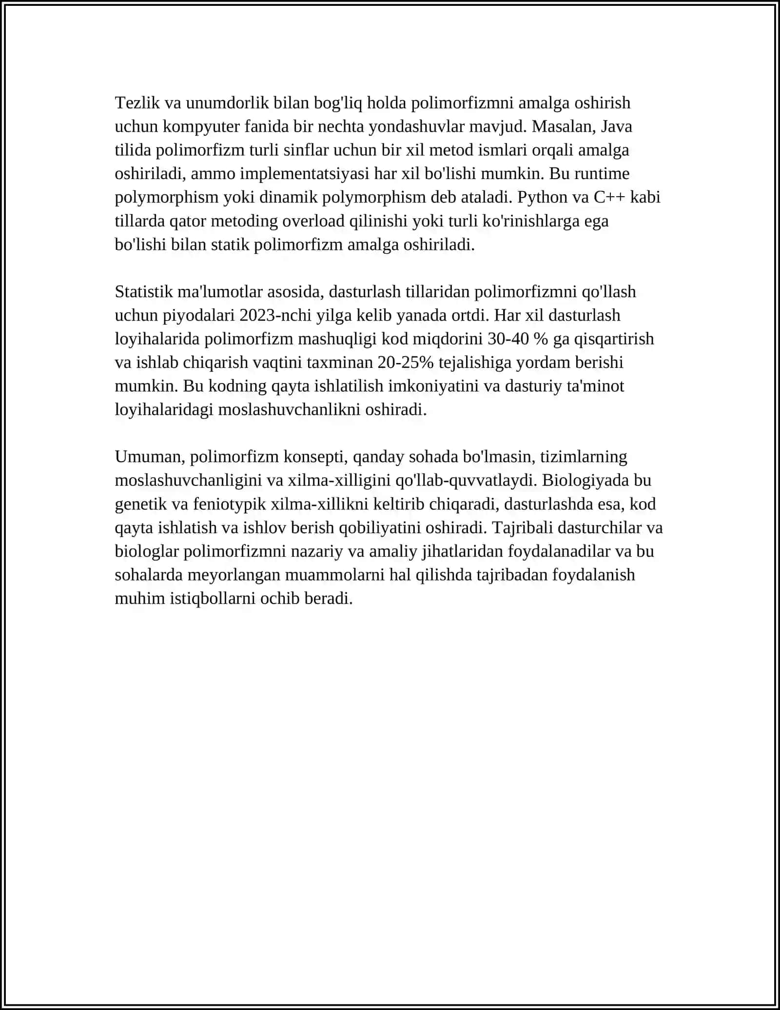 POLIMORFIZM VA VORISLIK 4
