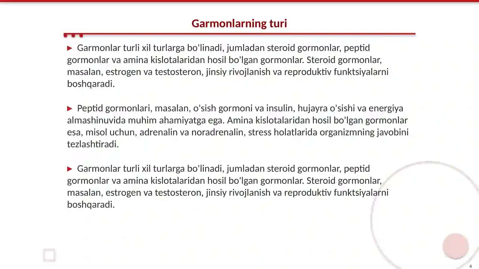 Garmonlar Fan nomi gistalogiya 4
