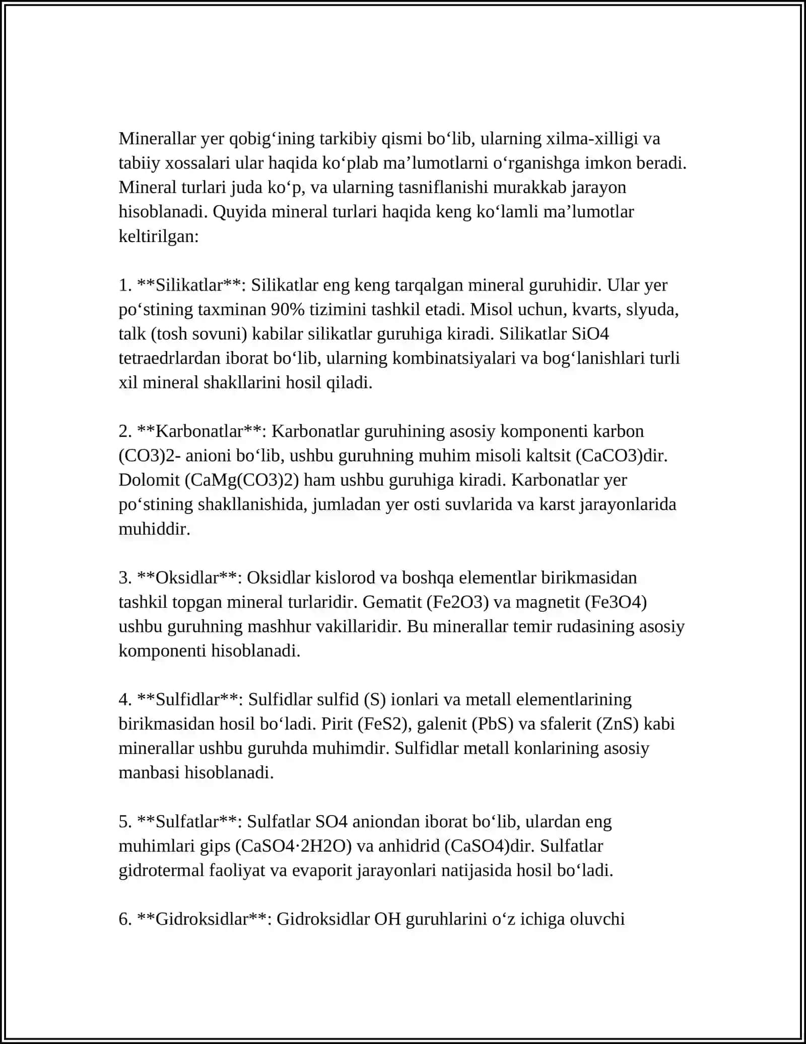 MINERALLAR HAQIDA TUSHUNCHA 4