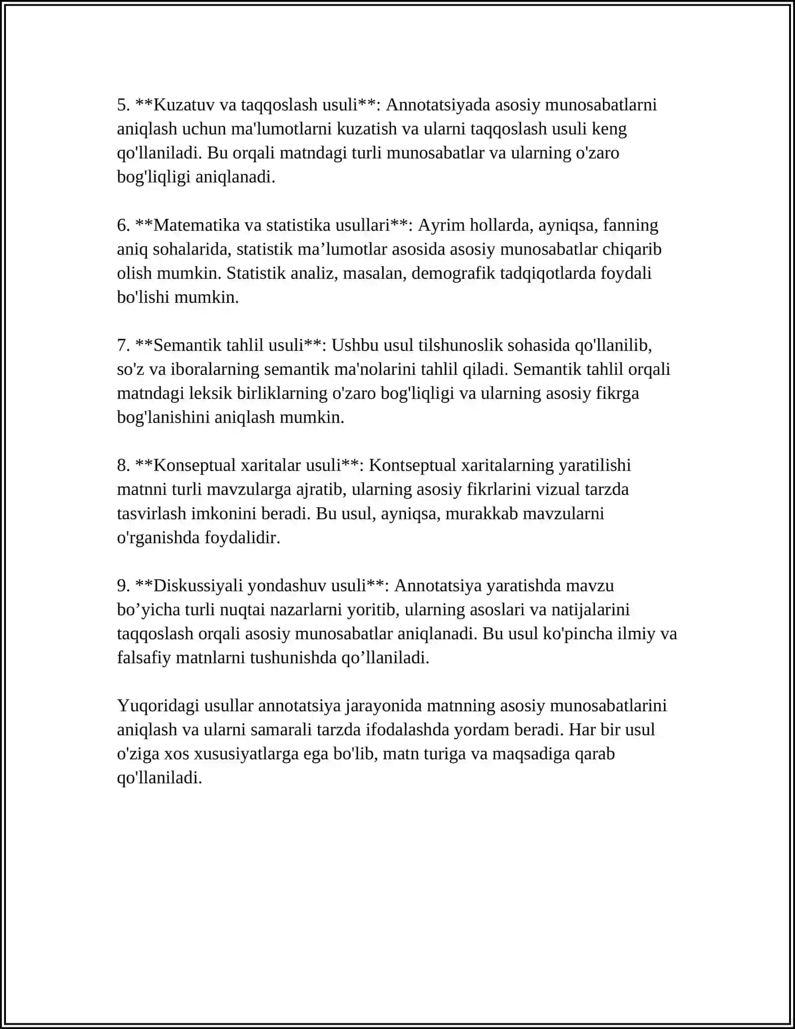ANNOTATSIYA MATNIDA MUNOSABAT, DALIL - ASOS, ISBOT-XULOSA 4