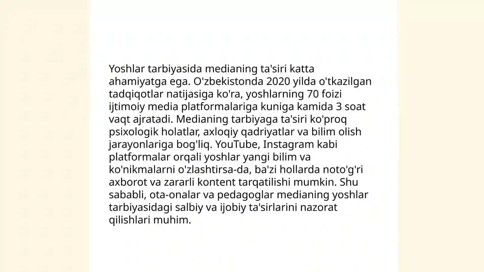 Zamonaviy tarbiyadan Media 4