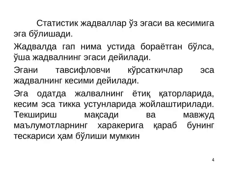 ЖАДВАЛ ВА ГРАФИКЛАР 4