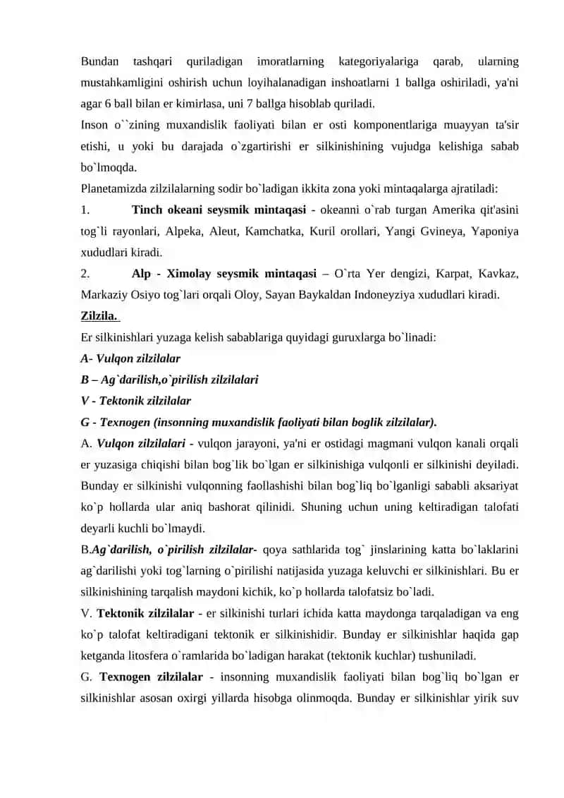 Zilzilalarning tavsifi 4