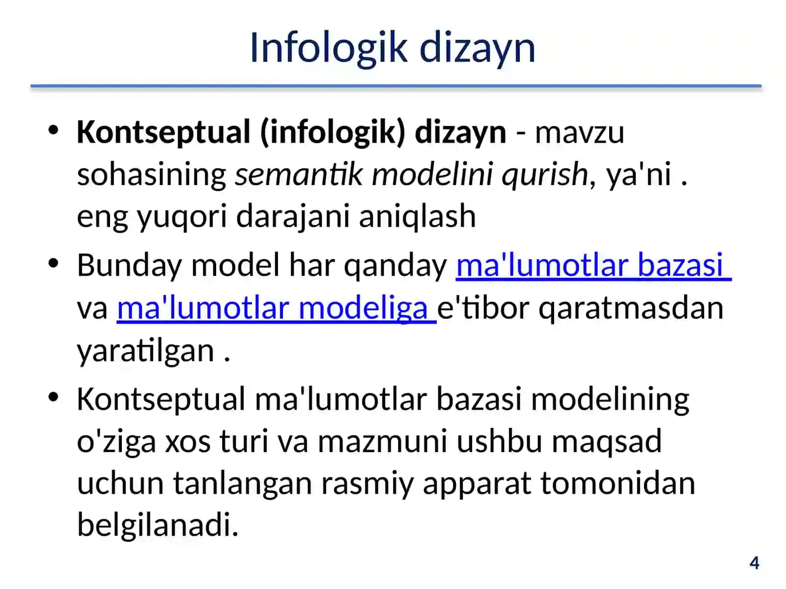 Ma’lumotlarbazasiniinfologikloyihalash 4