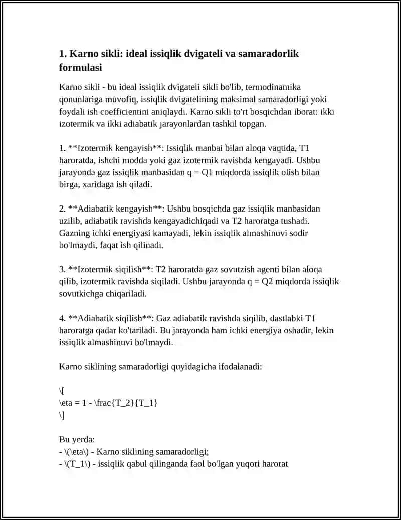 Karno Sikli va Isitish Mashinalari 4