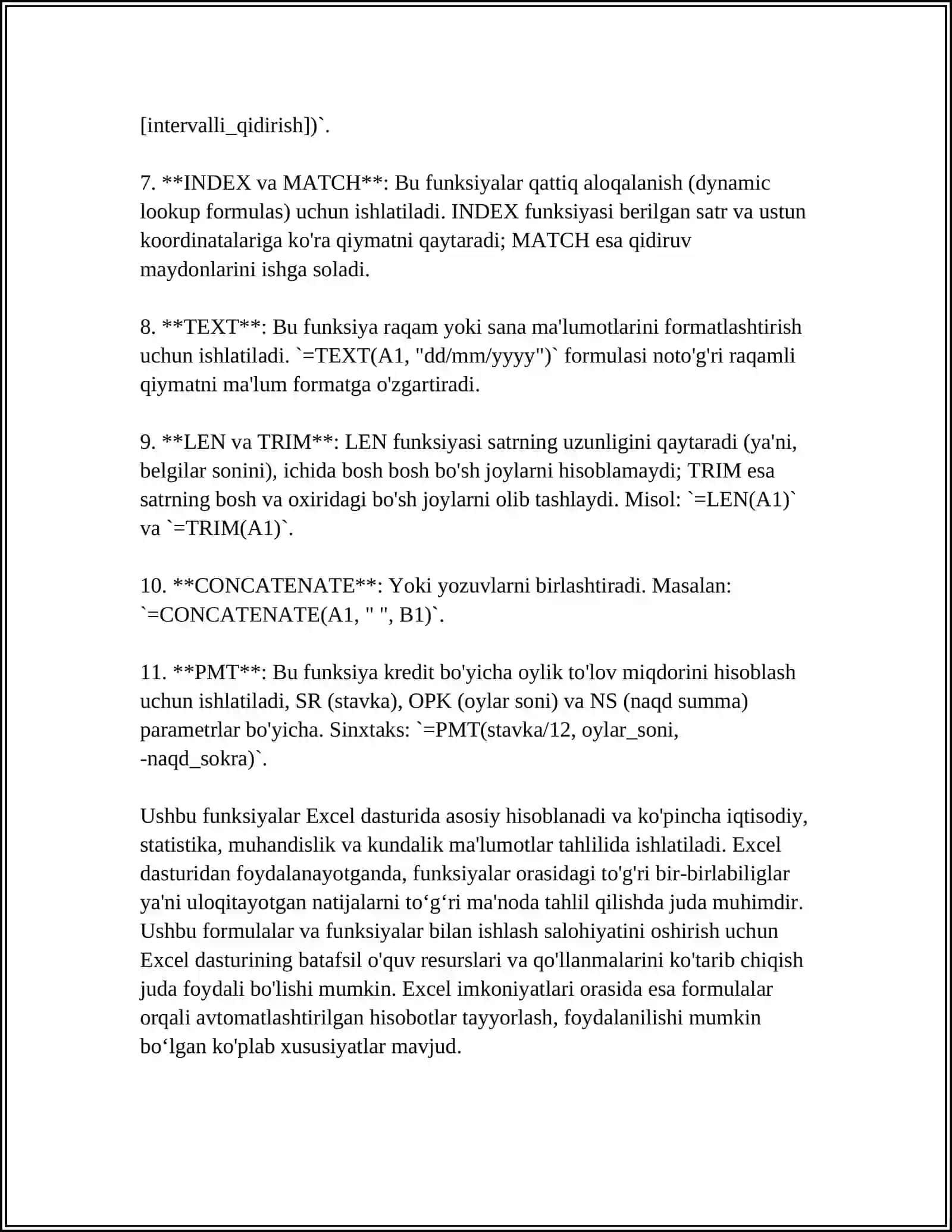 EXCEL HAQIDA MA'LUMOTLAR 4