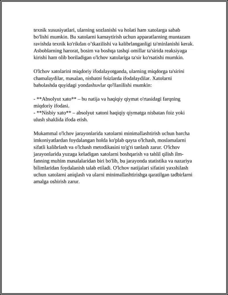 O'lchov Xatosi (Ta'rifi, Tasnifi) 4