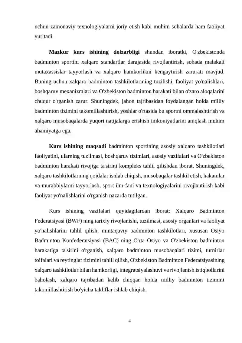 Badminton sportining xalqaro tashkilotlari va ularning roli 4