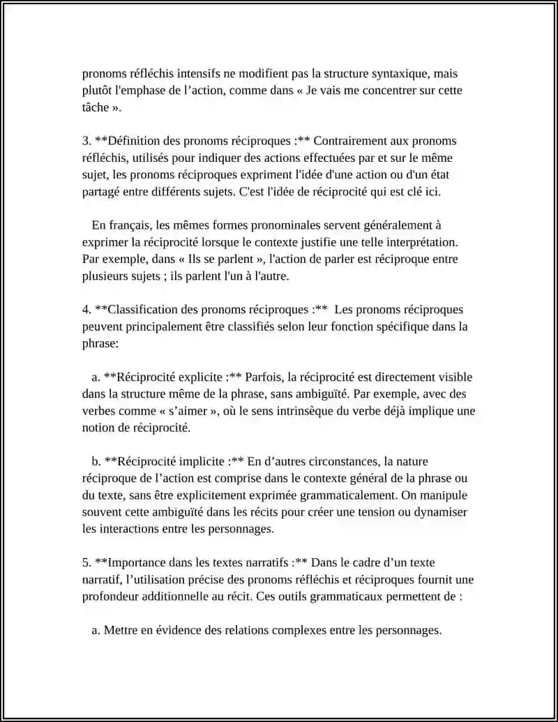 Pronoms réfléchis et réciproques dans des textes narratifs 4