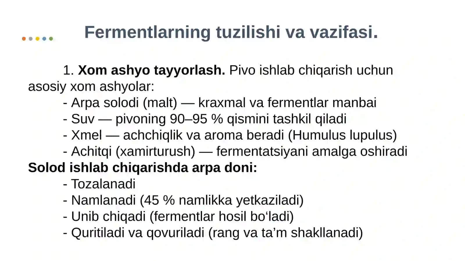 Oziq-ovqat mahsulotlari texnologiyasi 4