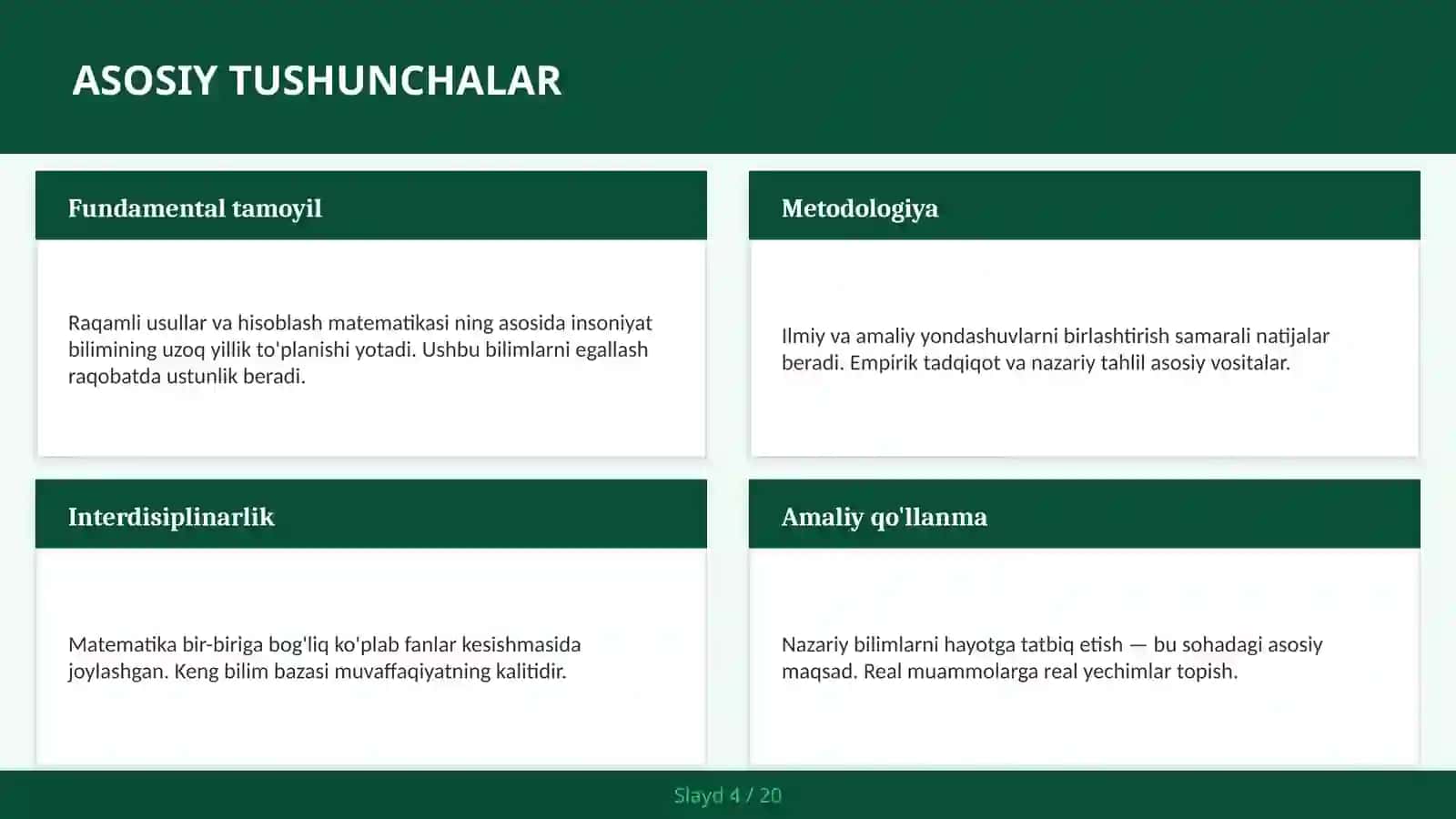 Raqamli Usullar va Hisoblash Matematikasi 4