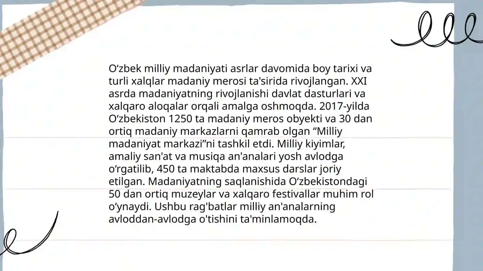 Mustaqillik yillarida O‘zbekistonda madaniy va ma'naviy taraqqiyoti 4