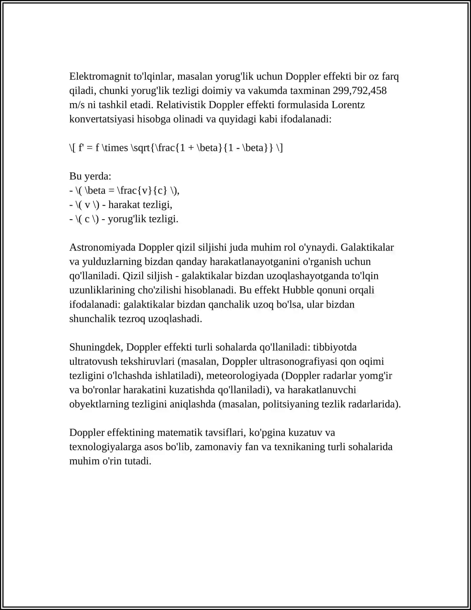 DOPLER EFFEKTI VA UNING QO’LLANILISHI 4