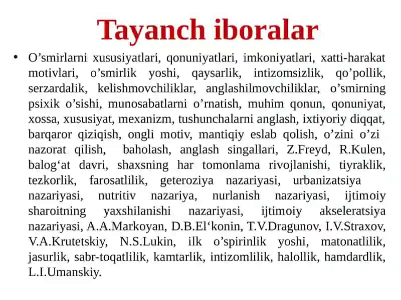 O’smirlik davri 4