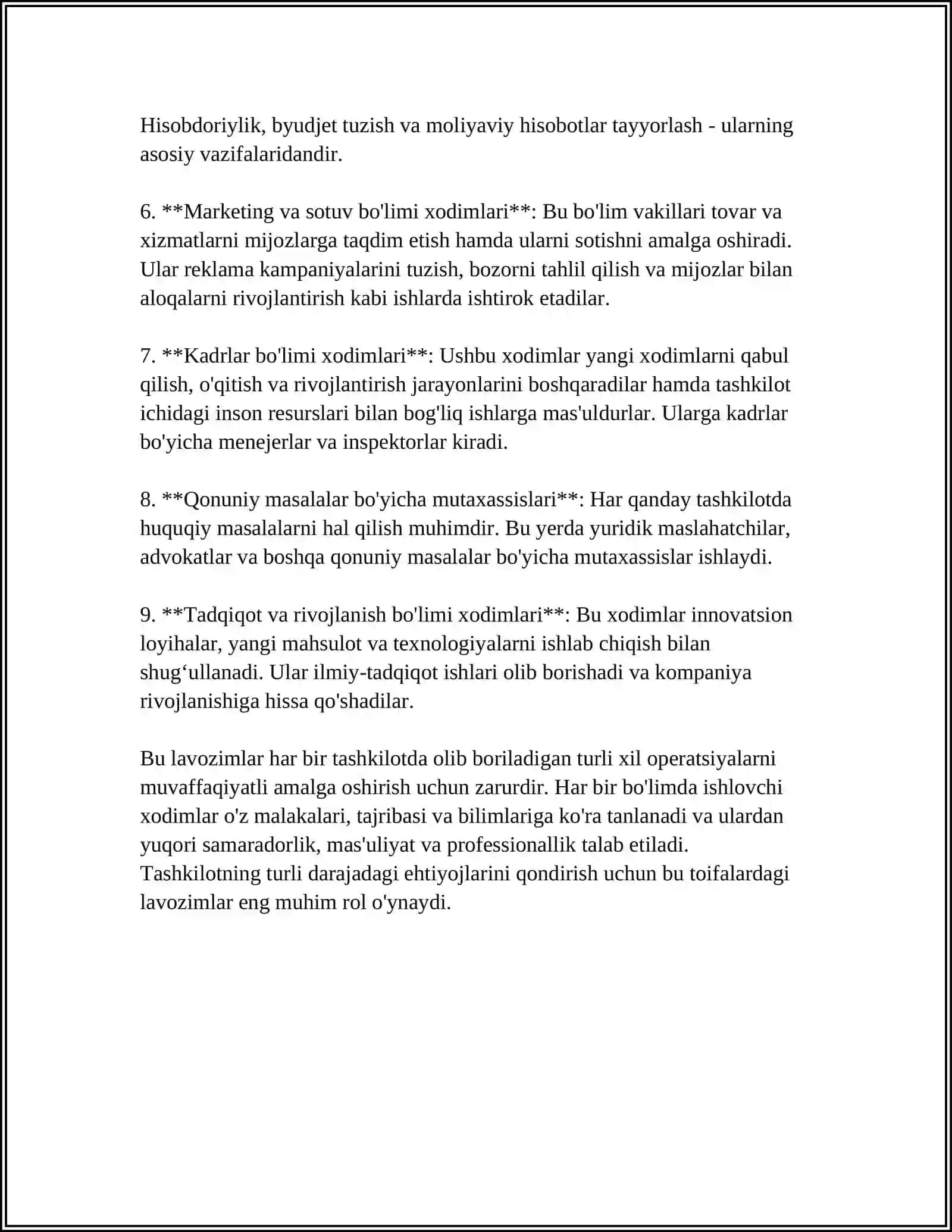 Xodimlarning lavozim turlari 4