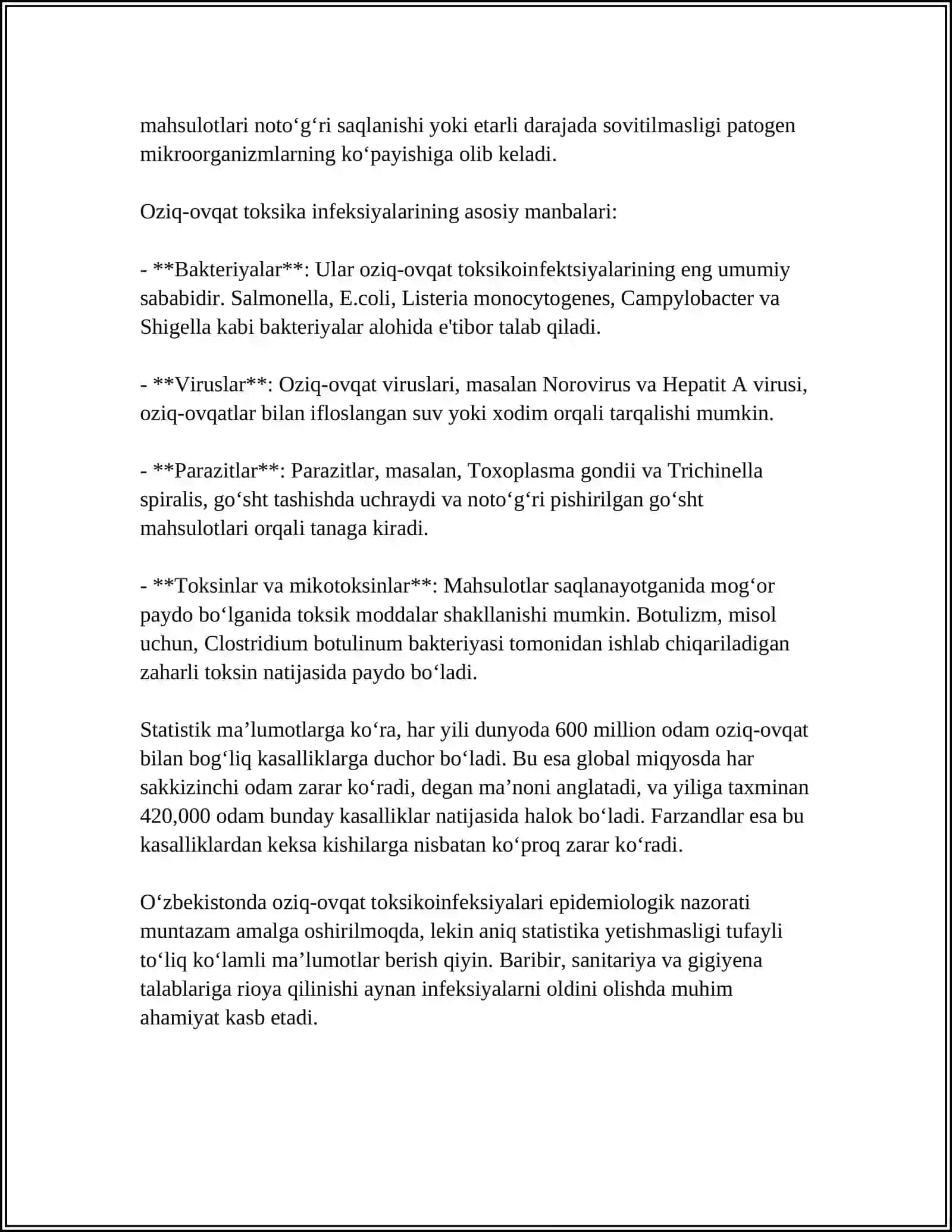 OVQAT TOKSIKA INFEKSIYALARI 4