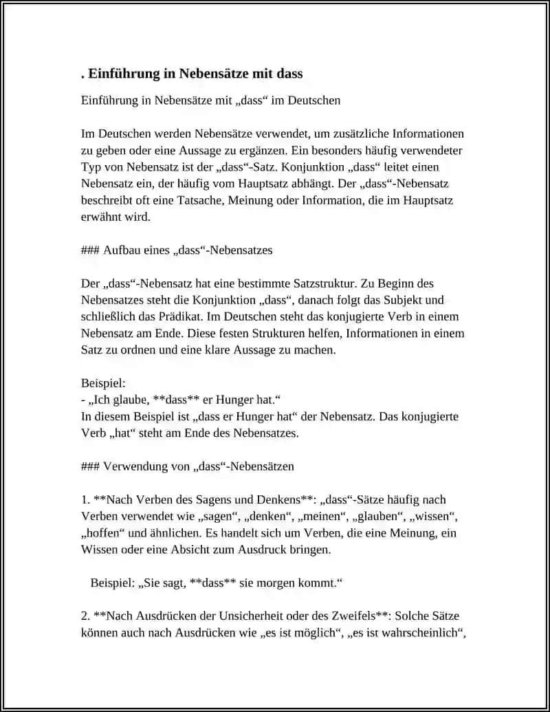 Einführung in Nebensätze mit dass 4