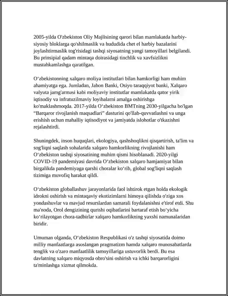 OʻZBEKISTON VA JAHON HAMJAMIYATI 4