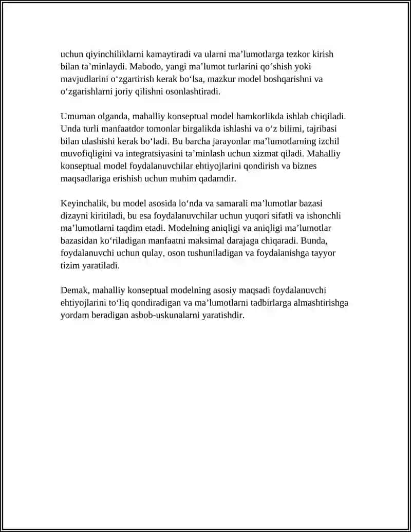 MA'LUMOTLARNI LOKAL KONSEPTUAL MODELINI YARATISH 4