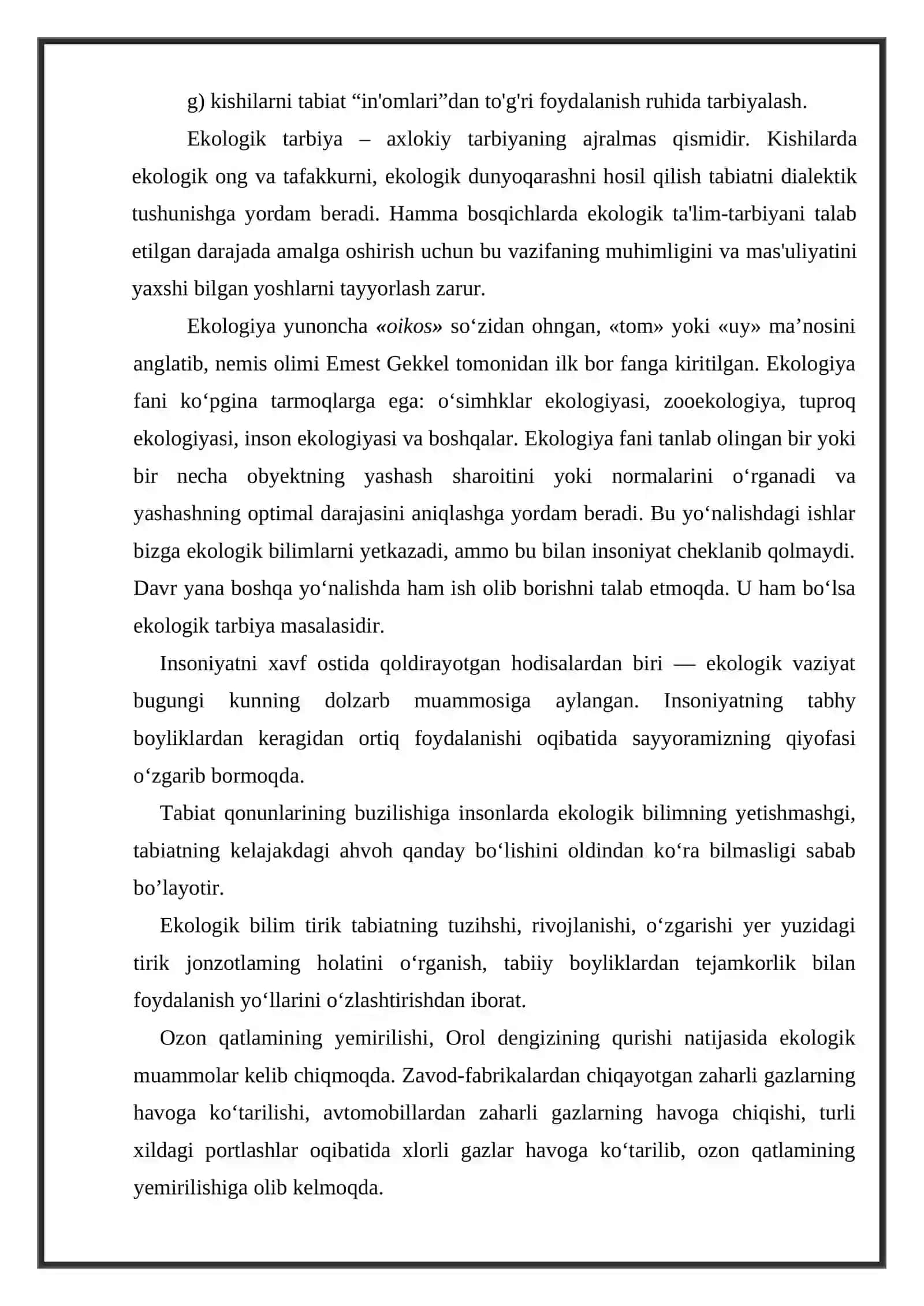 Ekologik tarbiyani berish usullari 4