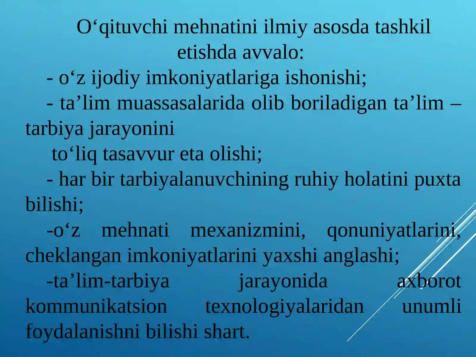 O‘QITUVCHI MEHNATINI ILMIY VA KASBIYASOSDATASHKIL ETISH 4