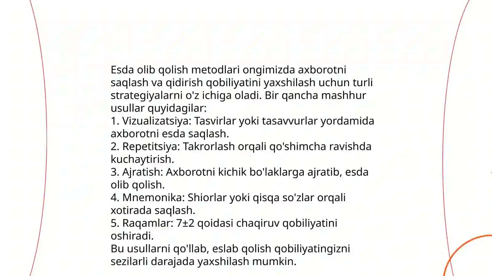 Xotira jarayonlari 4