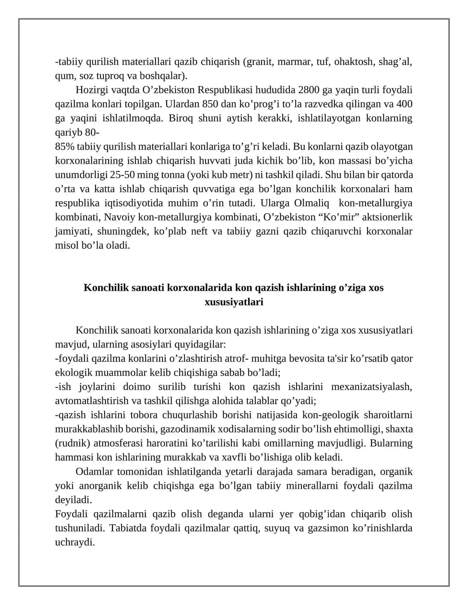 Konchilik Sanoati va Konchilik Korxonalari ,O'zbekistonda konchilik sanoatiNKMK,OKMK 4