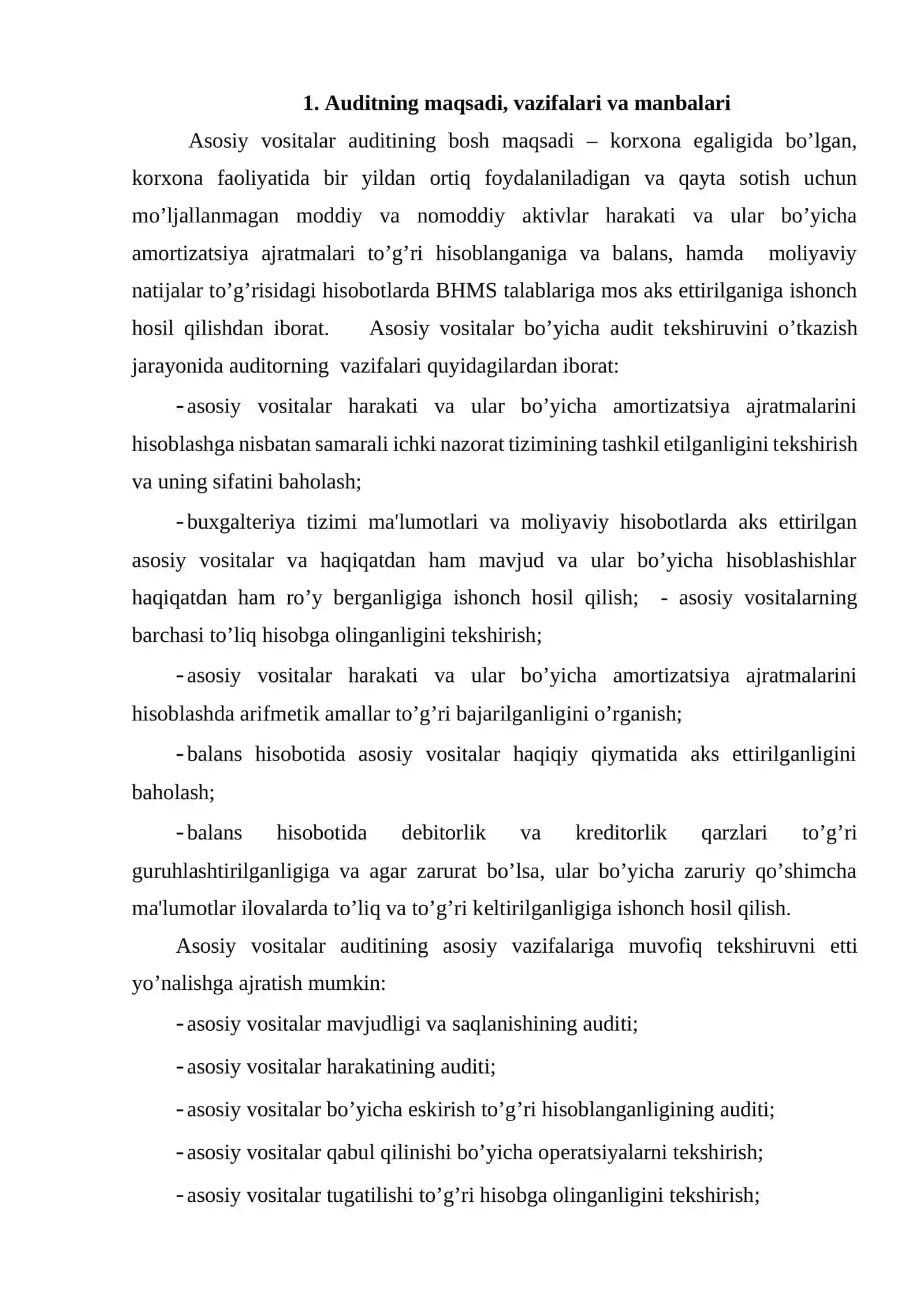 ASOSIY VOSITALAR AUDITINI TASHKIL ETISH VA AMALGA OSHIRISH JARAYONLARI 4
