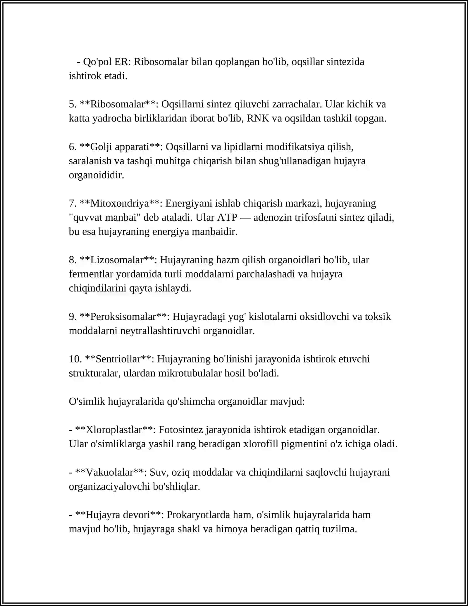 Hujayra tuzilishi 4