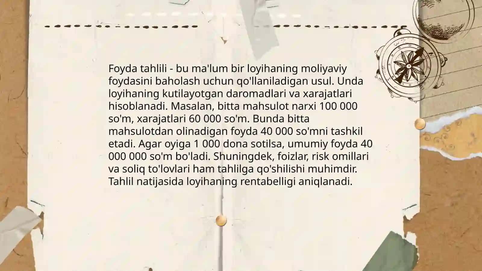 Xarajatlar va foyda hajmini tahlili 4