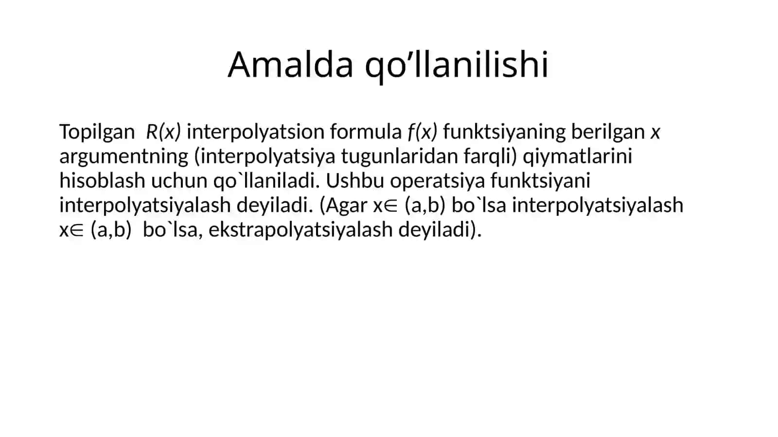 Funksiyalarni interpolyasiyalashning umumiy masalasi 4