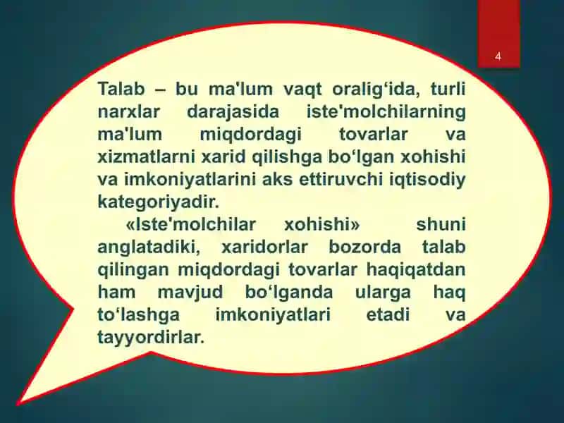 Talab va taklif tahlili 4